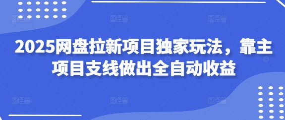 2025网盘拉新项目独家玩法，靠主项目支线做出全自动收益-九零网创