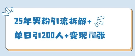 25年男粉引流拆解+单日引200人+变现多张-九零网创