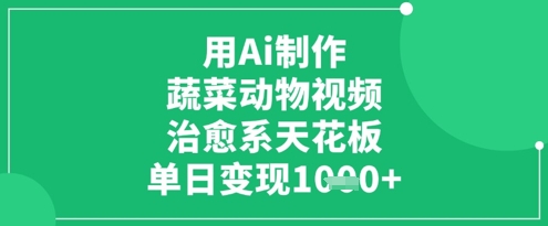 用Ai制作蔬菜动物视频，治愈系天花板，单日变现1k-九零网创