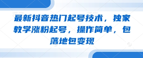 最新抖音热门起号技术，独家教学涨粉起号，操作简单，包落地包变现-九零网创