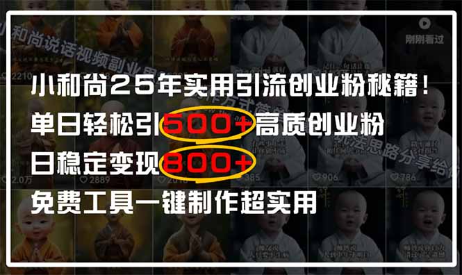 小和尚2025年实用引流秘籍！单日轻松引500+高质量创业粉，日变现800+，…-九零网创