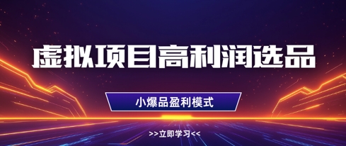 虚拟项目高利润选品方法，做好单店利润1W+，可多店倍增利润-九零网创