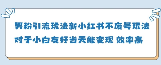 男粉引流玩法(新)，玩法友好做的好当天就能变现-九零网创