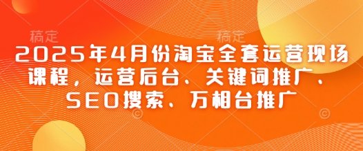2025年4月份淘宝全套运营现场课程，运营后台、关键词推广、SEO搜索、万相台推广-九零网创