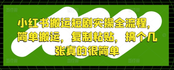 小红书搬运短剧实操全流程，简单搬运，复制粘贴，搞个几张真的很简单-九零网创