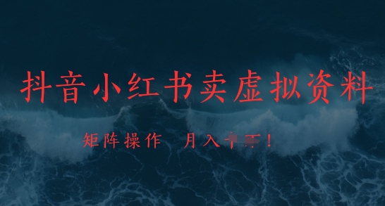 抖音小红书卖虚拟资料，市场需求一直存在，矩阵操作，月入1w+-九零网创