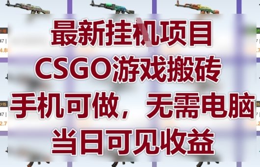最新挂G项目，CSGO游戏搬砖，手机可做，无需电脑，当日见收益【揭秘】-九零网创