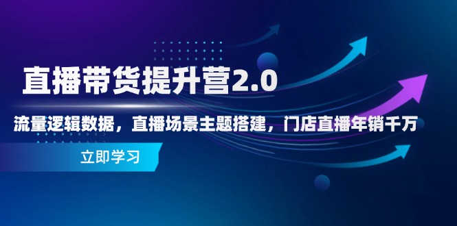 直播带货提升营2.0：流量逻辑数据，直播场景主题搭建，门店直播年销千万-九零网创
