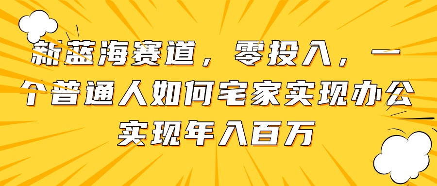 新蓝海赛道，零投入，一个普通人如何宅家办公实现年入百万-九零网创