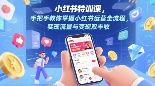 小红书特训课，手把手教你掌握小红书运营全流程，实现流量与变现双丰收-九零网创