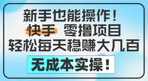 新手也能操作，快手零撸挣米，轻松每天挣2-5张，完全无成本-九零网创