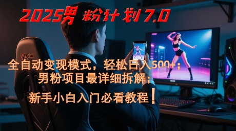 2025男粉计划7.0，全自动变现模式，轻松日入5张+，新手小白必看课程-九零网创