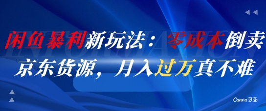 闲鱼暴利新玩法：零成本倒卖京东货源，月入过1W真不难-九零网创