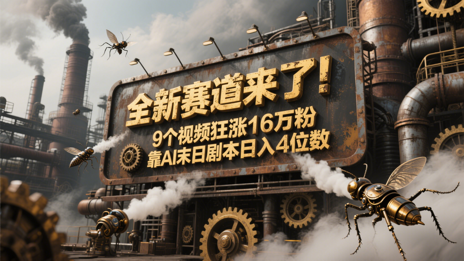 全新赛道来了！9个视频狂涨16万粉，靠AI末日剧本日入4位数，评论区爆肝追更！-九零网创