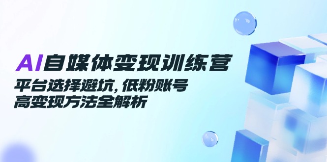 AI自媒体变现训练营，平台选择避坑，低粉账号高变现方法全解析-九零网创