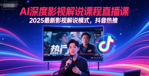 AI深度影视解说课程直播课，2025最新影视解说模式，抖音热推-九零网创