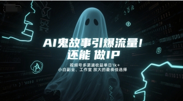 AI鬼故事引爆流量，还能做IP，视频号多渠道收益单日1k+，小白副业、工作室放大的最佳选择-九零网创