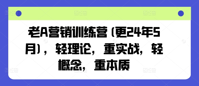 老A营销训练营(更25年6月)，轻理论，重实战，轻概念，重本质-九零网创