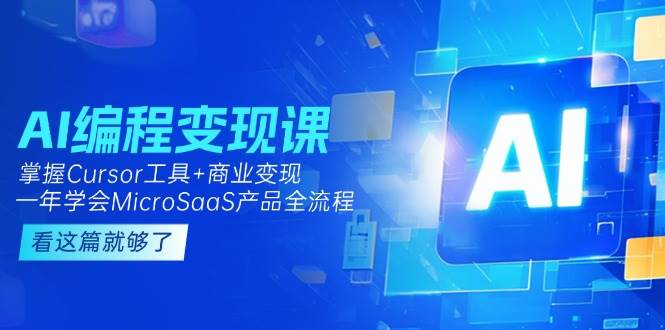 AI编程变现课：掌握Cursor工具+商业变现，一年学会MicroSaaS产品全流程-九零网创