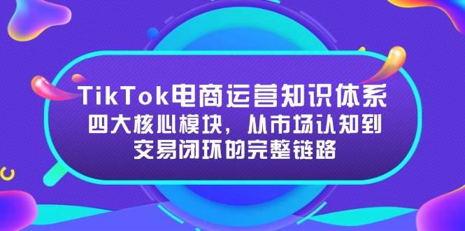TikTok电商运营知识体系：四大核心模块，从市场认知到交易闭环的完整链路-九零网创