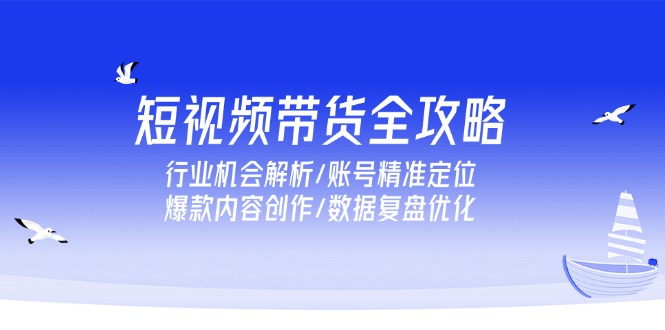短视频带货全攻略，行业机会解析/账号精准定位/爆款内容创作/数据复盘优化-九零网创