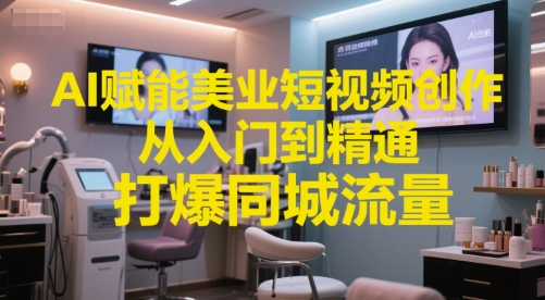 AI赋能美业短视频创作，从入门到精通，打爆同城流量，超级AI工具短视频实操落地-九零网创