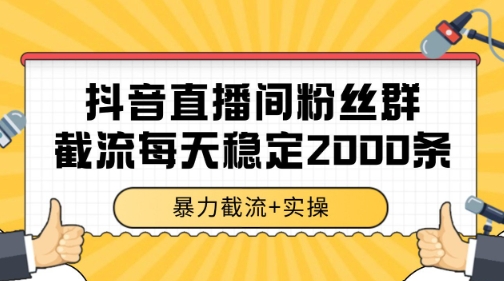 抖音直播间粉丝群暴力截流，一台电脑每天稳定2000条数据【揭秘】-九零网创