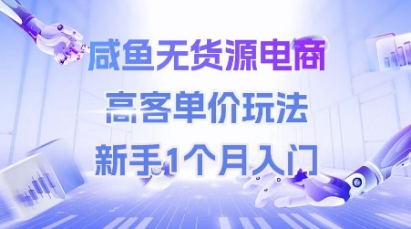 咸鱼无货源电商，高客单价玩法，新手1个月入门-九零网创