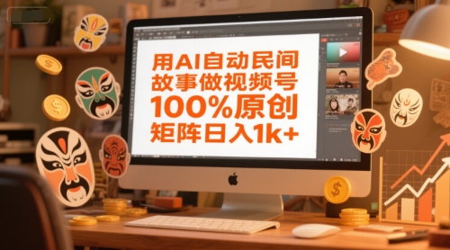 用AI自动民间故事做视频号，100%原创，矩阵日入1k+-九零网创