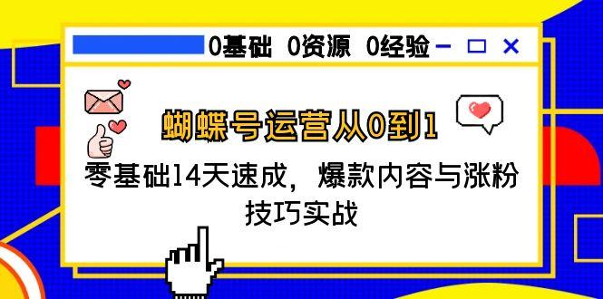 蝴蝶号运营从0到1，零基础14天速成，爆款内容与涨粉技巧实战-九零网创