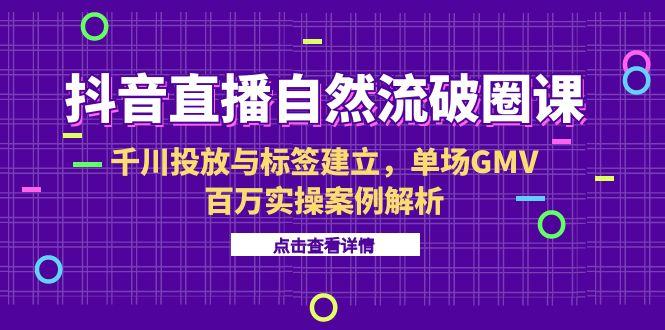 抖音直播自然流破圈课-6月，千川投放与标签建立，单场GMV百万实操案例解析-九零网创