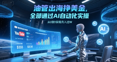 油管出海挣美金，全部通过AI自动化实操，从0到1实现月入过W-九零网创