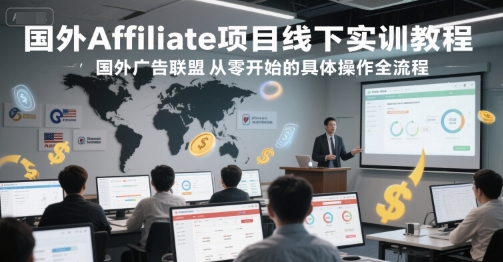国外Affiliate项目线下实训教程，国外广告联盟从零开始的具体操作全流程-九零网创