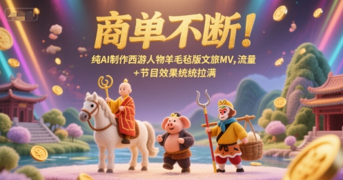 商单不断！纯AI制作西游人物羊毛毡版文旅MV，流量+节目效果统统拉满-九零网创