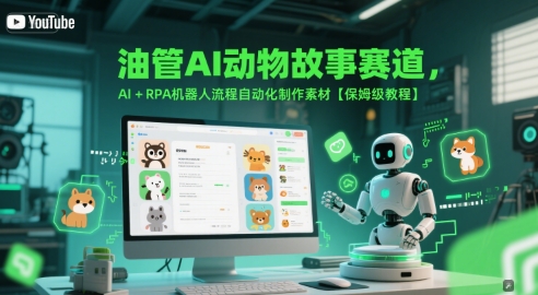 油管AI动物故事赛道，AI+RPA机器人流程自动化制作素材【保姆级教程】-九零网创