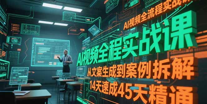AI视频全流程实战课，从文案生成到案例拆解，14天速成45天精通-九零网创