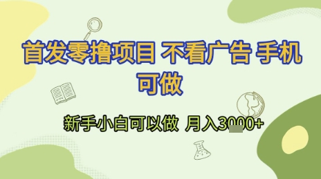 首发零撸项目 不看广告 手机可做 新手小白可以做  月入3k+【揭秘】-九零网创