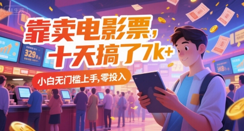 靠卖电影票，十天搞了7k+，小白无门槛上手，零投入【揭秘】-九零网创
