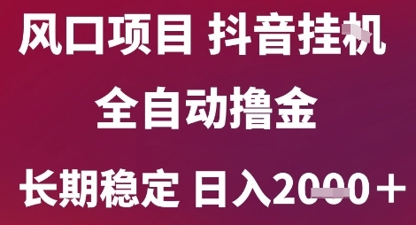 风口项目，六月最新玩法抖音无人挂G，全自动撸金，长期稳定 日入2k+【揭秘】-九零网创
