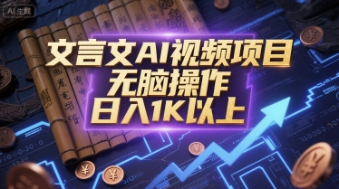 文言文AI视频项目，无脑操作，日入1K以上-九零网创