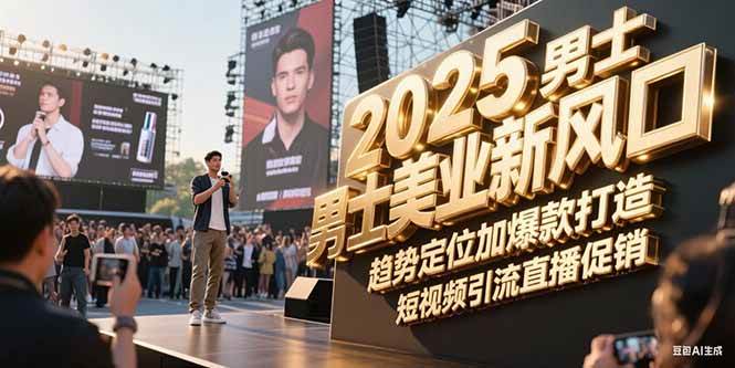 2025男士美业新风口，趋势定位加爆款打造，短视频引流直播促销-九零网创