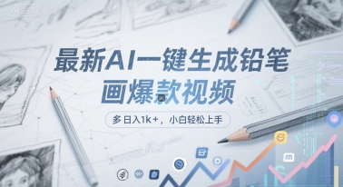 最新AI一键生成铅笔画爆款视频，多平台分发，日 入1k+，小白轻松上手【揭秘】-九零网创