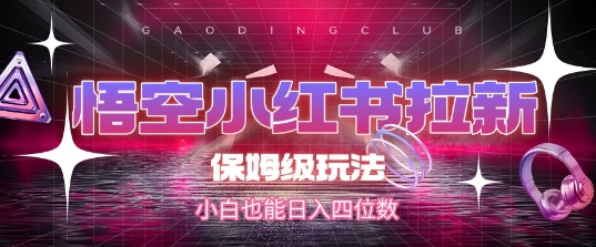 悟空小红书拉新，保姆级玩法，小白也能日入四位数-九零网创
