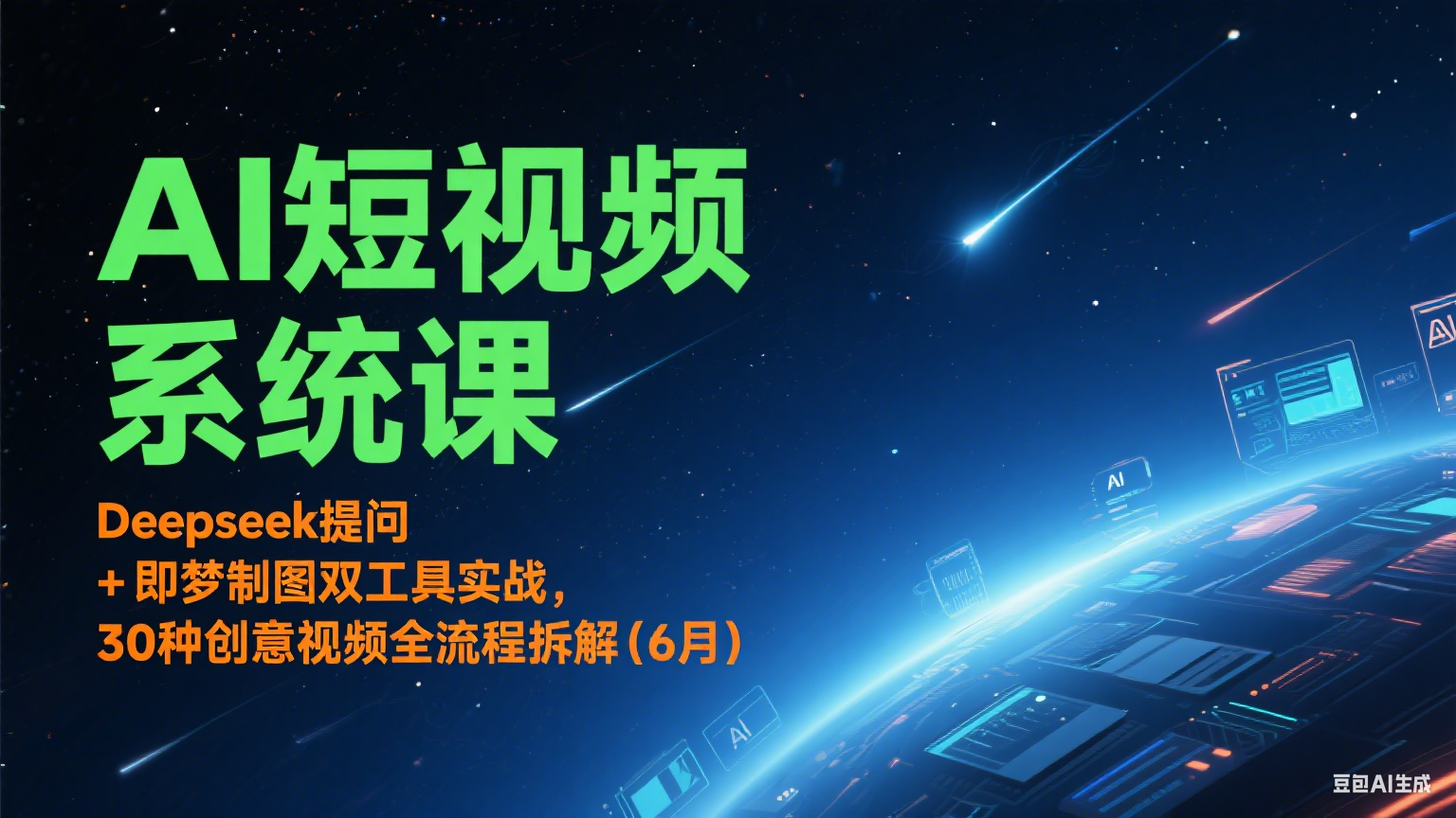 AI短视频系统课：Deepseek提问 + 即梦制图双工具实战，30种创意视频全流程拆解(6月)-九零网创