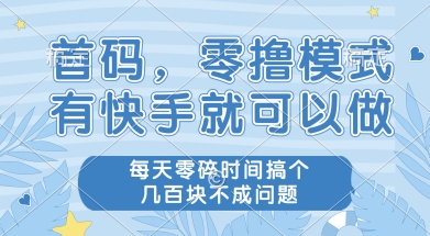 首码零撸项目，有快手就可以做，每天业务时间搞个几张不是问题【揭秘】-九零网创