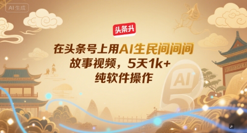 在头条号上用AI生民间故事视频，5天1k+，纯软件操作-九零网创