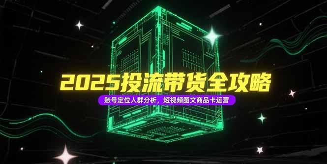 2025投流带货全攻略，账号定位人群分析，短视频图文商品卡运营-九零网创