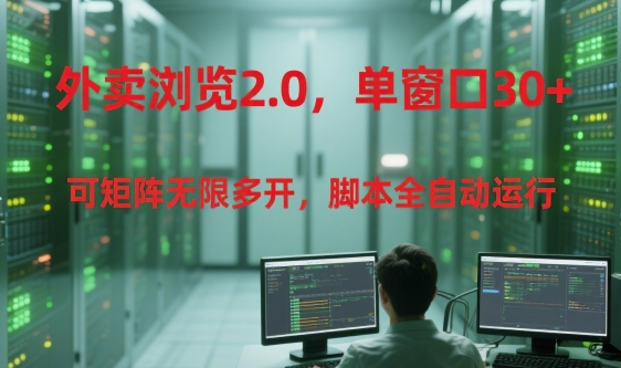 外卖浏览2.0，单窗口30+可矩阵无限多开，脚本全自动运行【揭秘】-九零网创