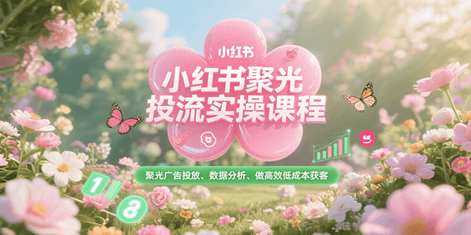 小红书聚光投流实操课程，聚光广告投放、数据分析、做高效低成本获客-九零网创