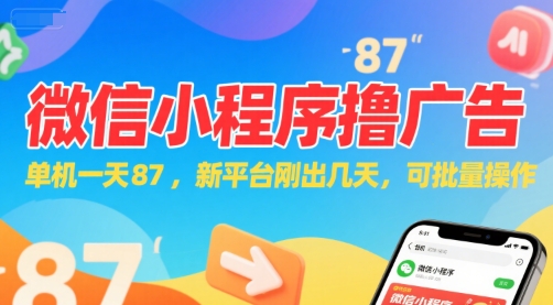 微信小程序看广告，单机一天87，新平台刚出几天，可批量操作，日入5张-九零网创